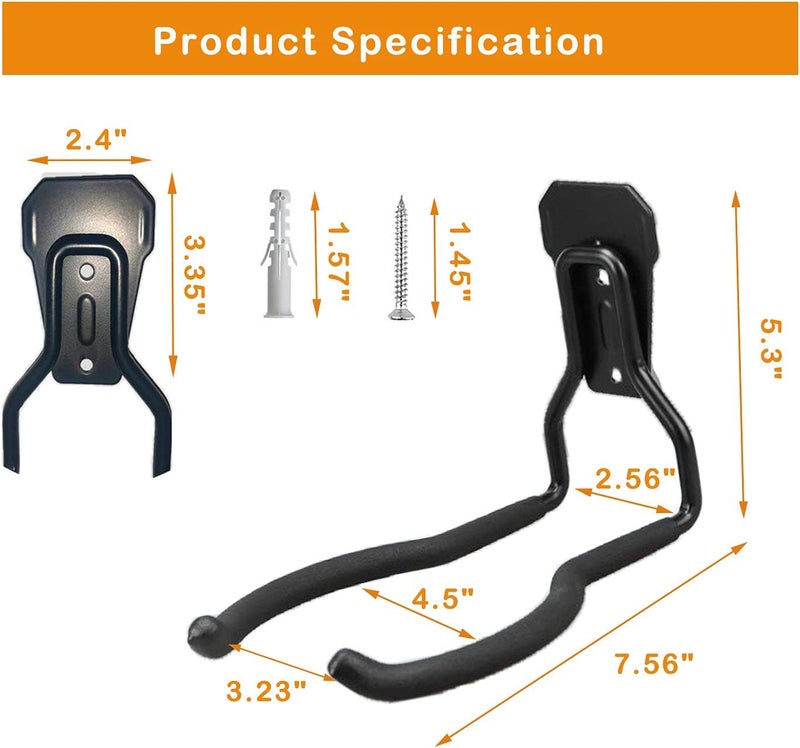 Juformin Garden Power Tool Hanger, Garage Wall Hooks, Weedeater Rack, String Trimmer Hanger, Utility Hooks for Garage Tool Organizers and Storage - Black-1 Pcs - Image 2